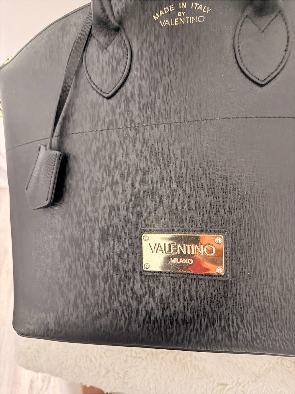Valentino Black Leather Dome Tote with Gold Hardware - Picture 6 of 11